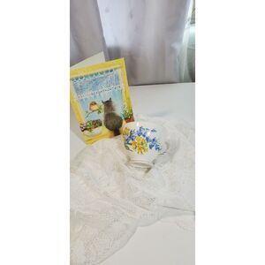 Royal Vale Fine Bone China Teacup Gold Gilding Yellow and Blue Flowers ~Vintage~